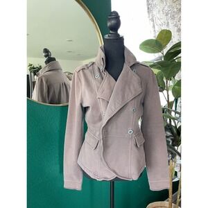 Converse Jacket Womens XL Brown Double Breasted Military Moto Neutral Casual